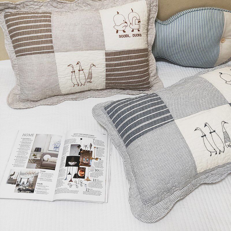 新款全棉夹棉枕套纯棉枕头套加厚一对装40cmx60cm枕芯套四季通用