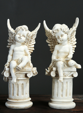 天使烛台摆件家居家居电视柜酒柜玄关装饰品欧式罗马柱天使工艺品