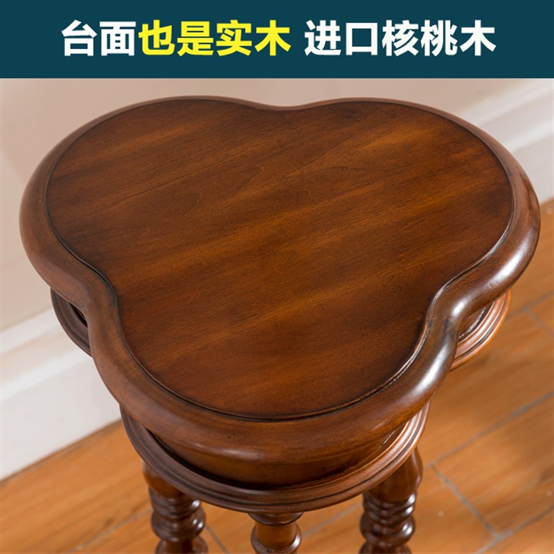 美式花架落地式客厅全实木盆景架欧式花盆架子复古单个花几置物架