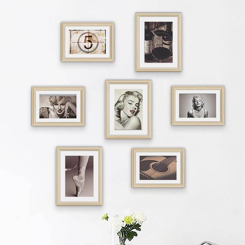 玄关小墙面照片墙实木相框组合欧式洗照片免打孔定制