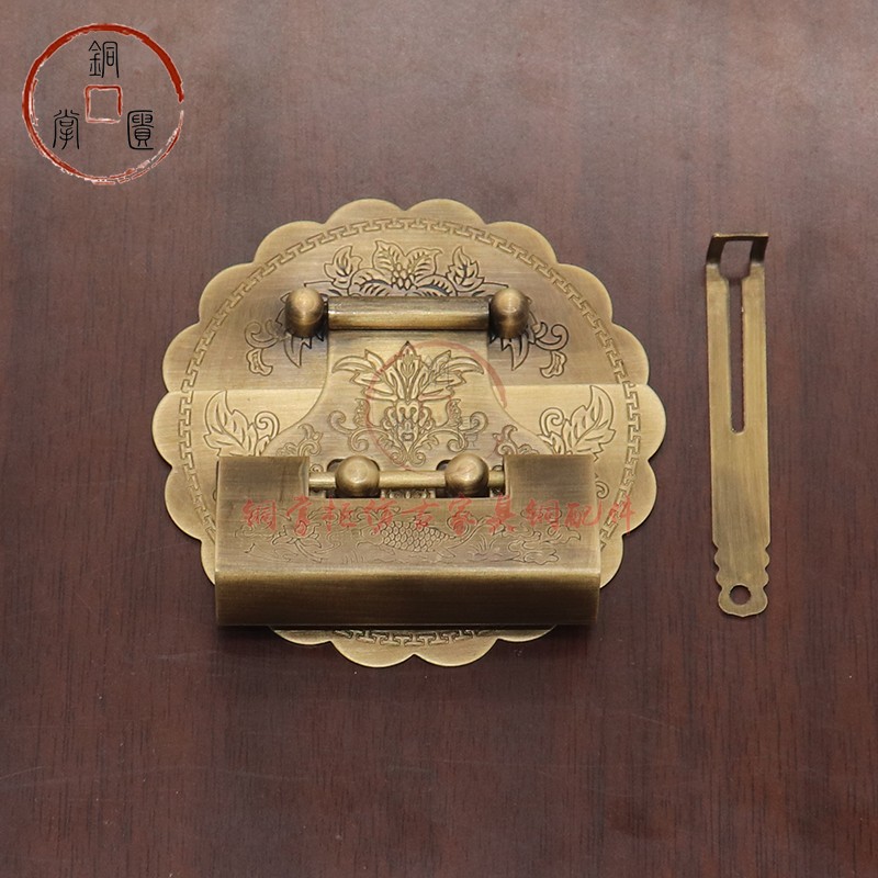 纯铜箱扣中式仿古箱牌樟木箱子锁扣首饰盒搭扣老式家具复古锁片锁