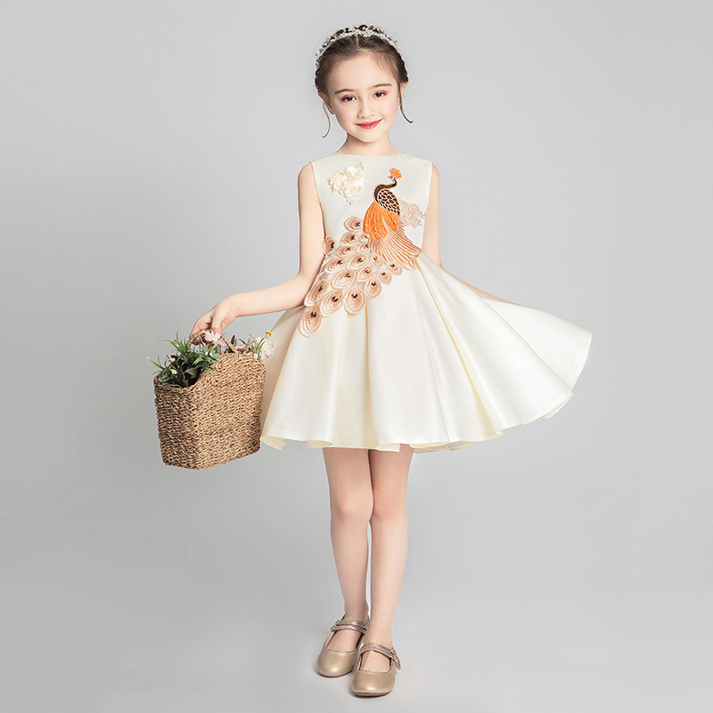 儿童礼服女童汉服中国风小女孩主持人模特走秀钢琴古筝演奏服洋气