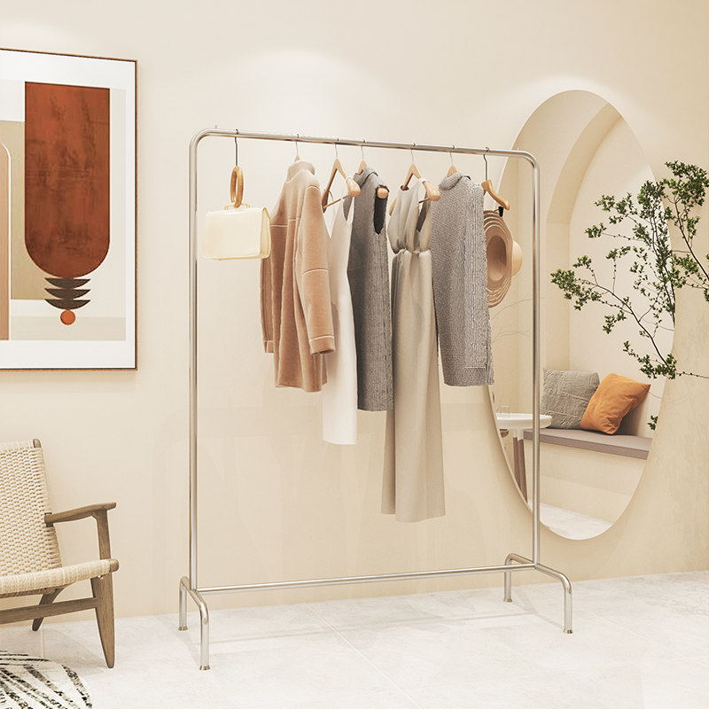 不锈钢架子男女衣服货架落地中岛衣架简约挂衣服装店展示架子衣架
