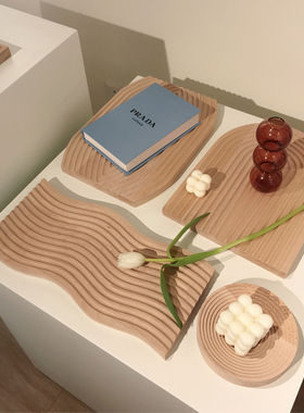 韩国实木纹拍照陈列香薰置物砧板桌面拍摄文艺几何日式简约背景板