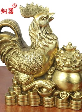 宇卓铜器 纯铜鸡黄铜鸡生肖鸡聚宝盆鸡工艺品摆件