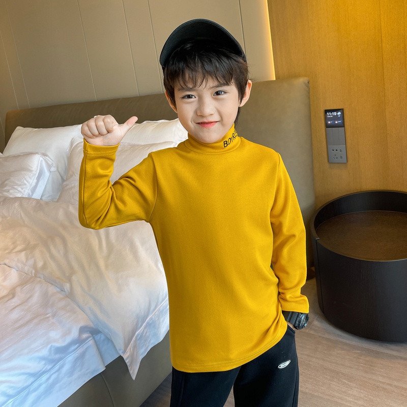 御宝当家男童打底衫厚半高领2023新内搭长袖T恤中大童男孩上衣酷
