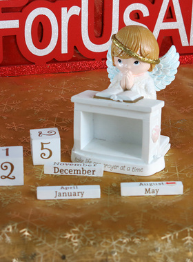 守护天使万年历新年礼物欧式台历桌面摆件场景布置客厅卧室装饰品