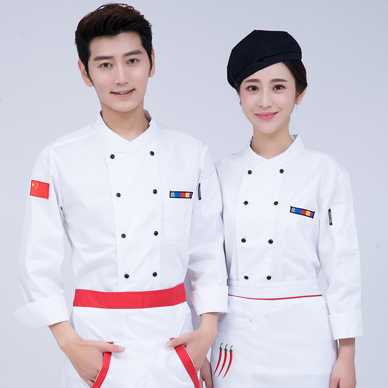 厨师工作服长袖秋冬款透气男女餐饮西餐厅后厨厨房厨师工作服短袖