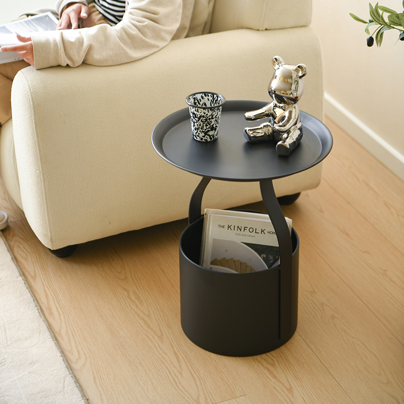 奶油风沙发边几卧室小型床头桌床头旁边迷你网红咖啡店小圆桌铁艺