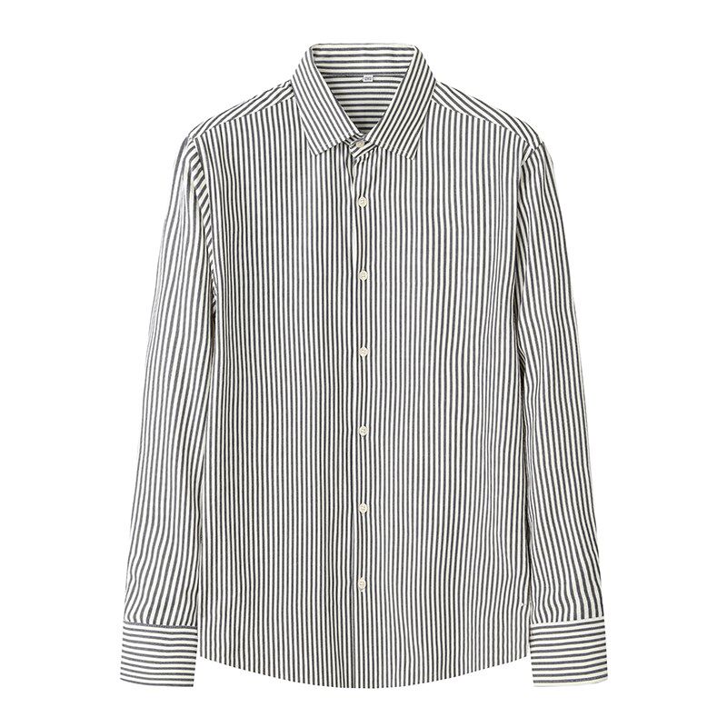 意式轻熟男 泡泡纱舒适透气亲肤长袖条纹衬衫男士春季绿色衬衣潮