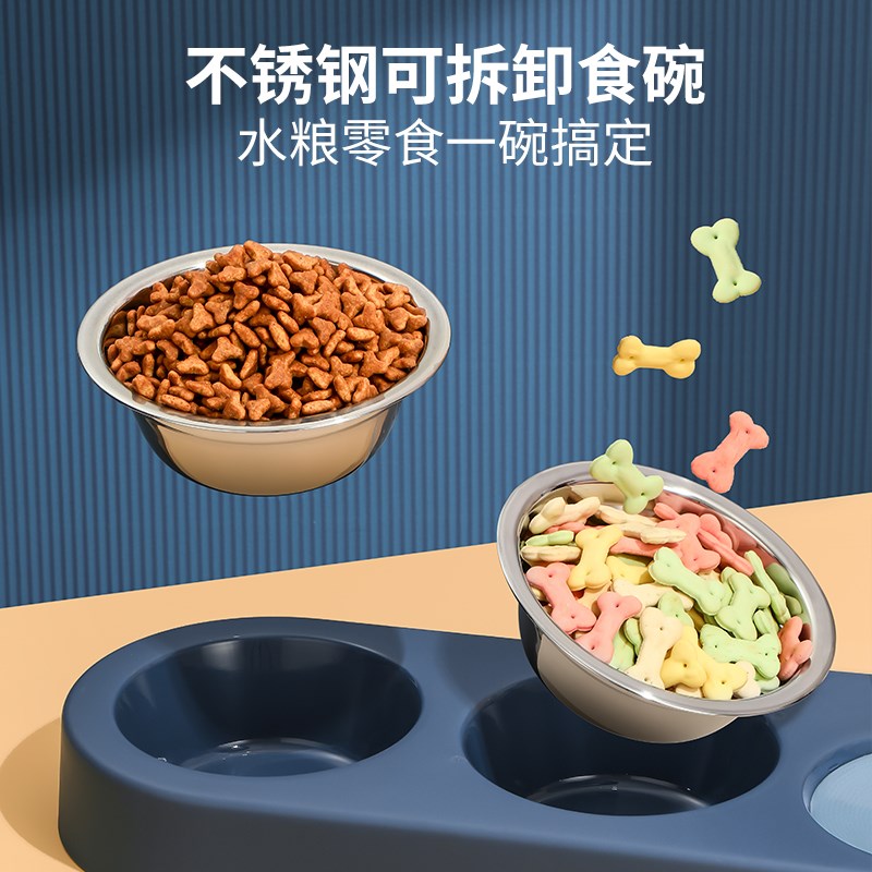 狗碗猫碗三碗自动饮水狗盆食盆泰迪碗饭盆宠物碗喝水狗狗猫咪用品