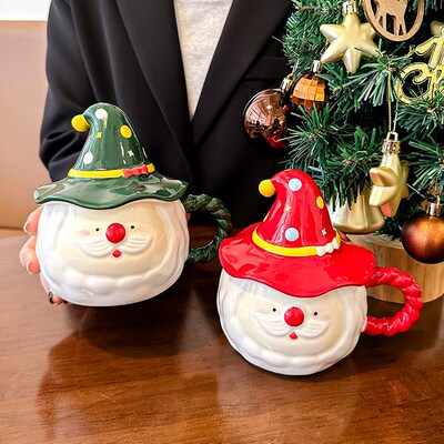 圣诞老人魔法帽马克杯高颜值水杯家用漂亮杯子学生儿童礼物早餐杯