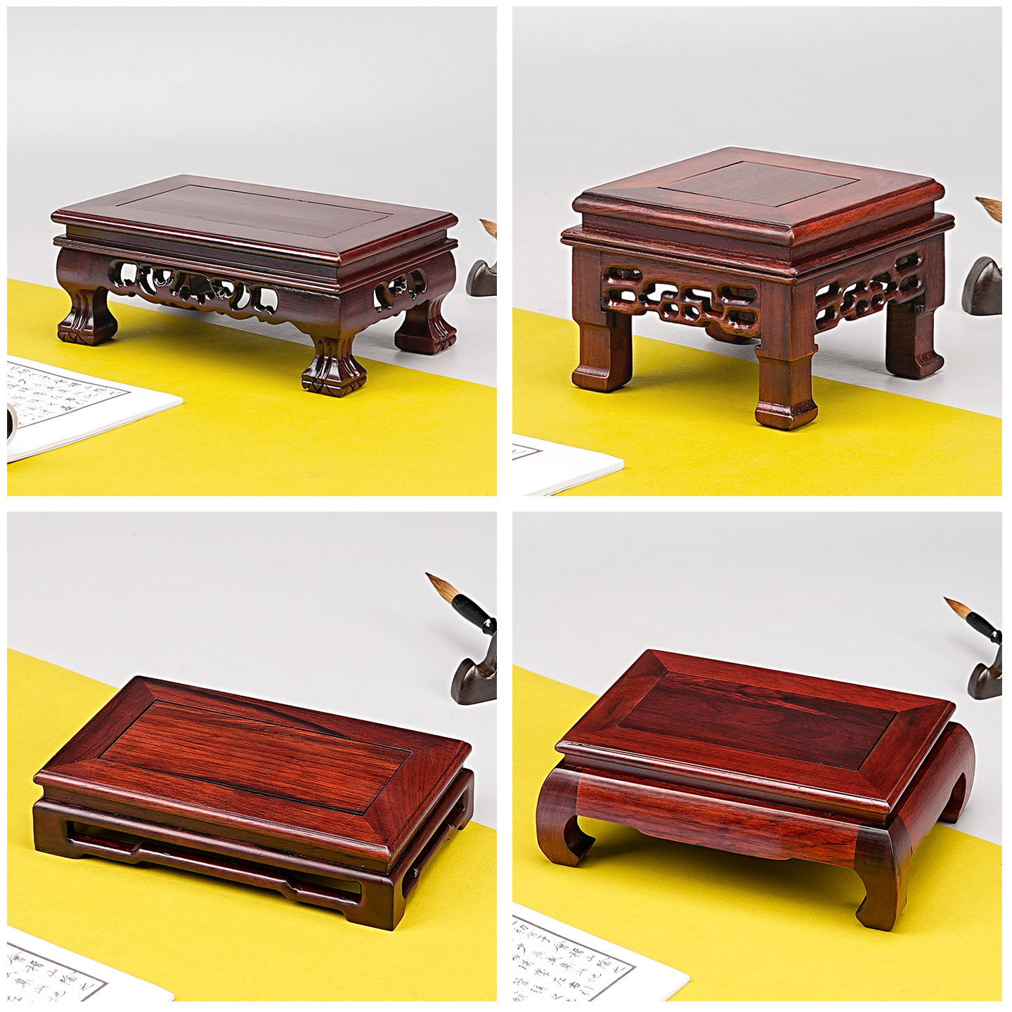 红木底座长正方形花盆花瓶瓷器奇石佛像工艺品摆件红酸枝底座托架