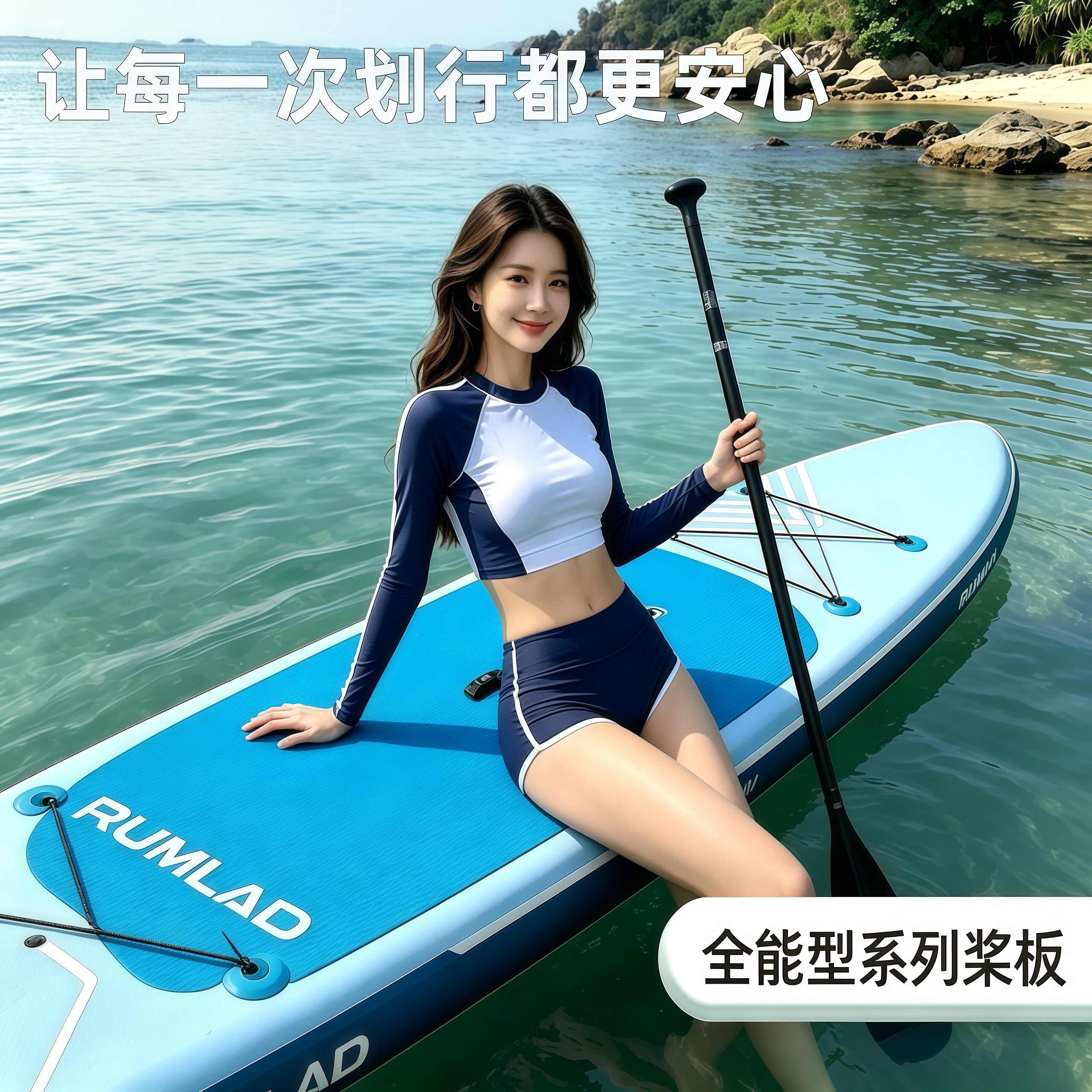 sup站立式充气浆板冲浪板巡航版双层加厚拉丝耐磨防滑初学者加长