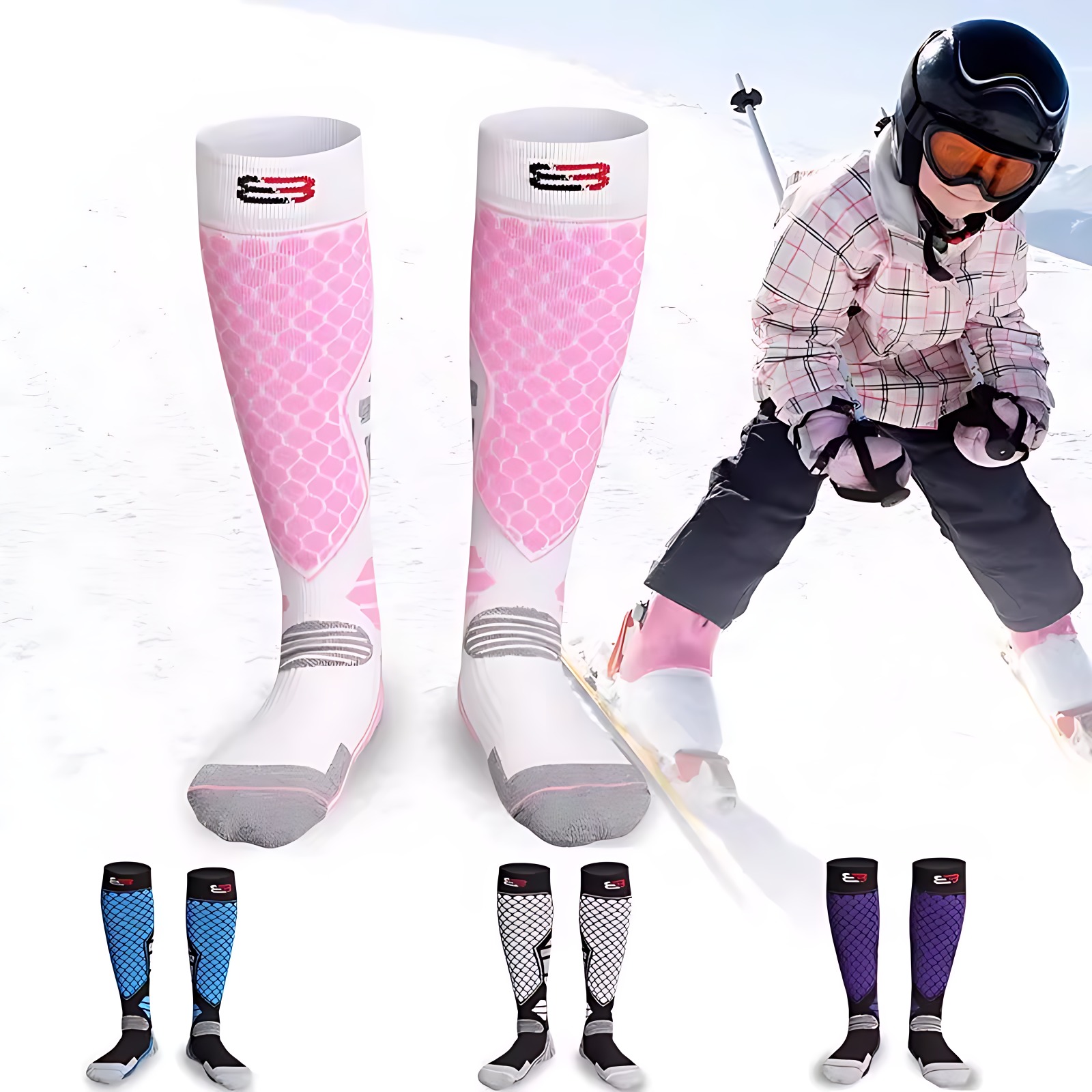 专业户外运动加厚滑雪袜儿童男女