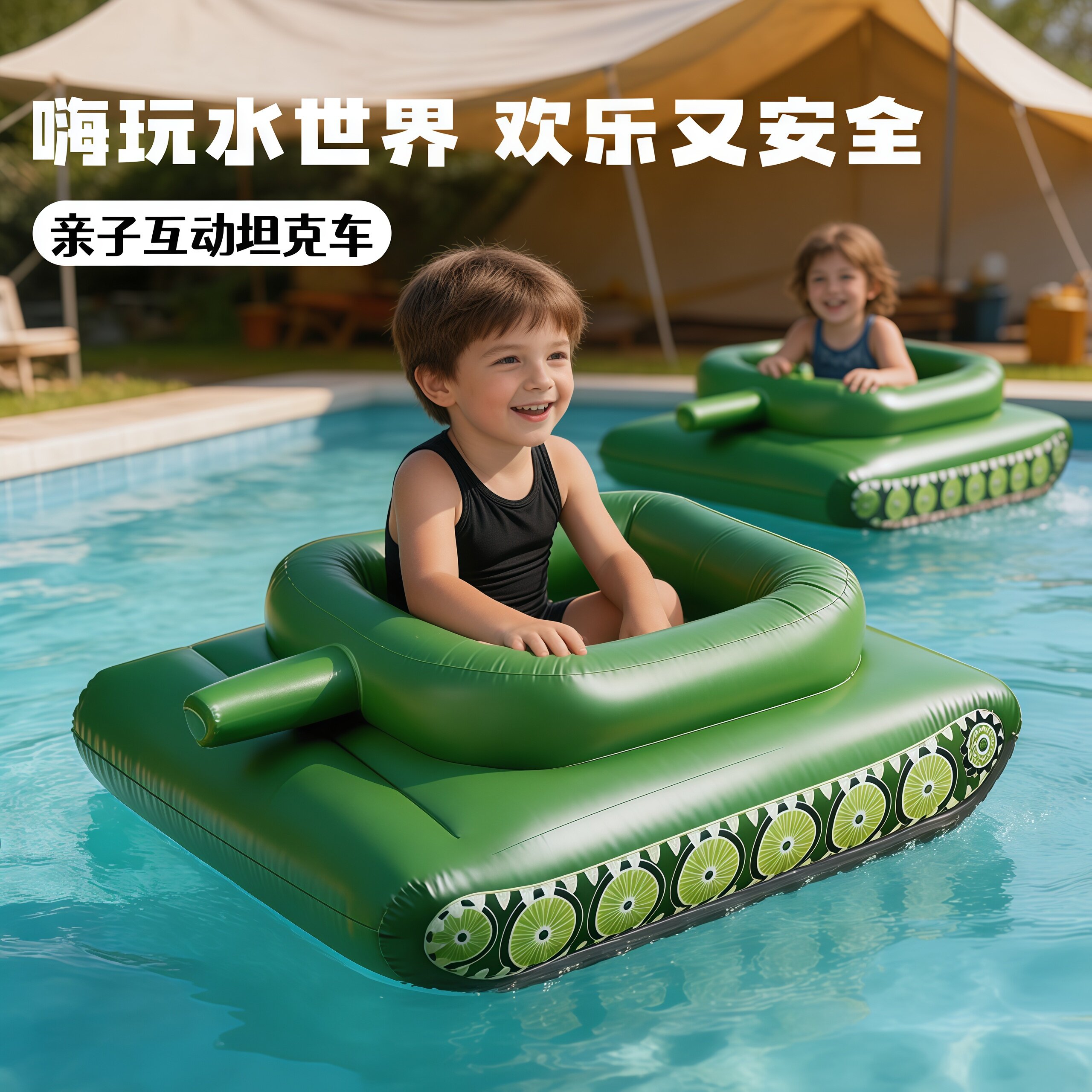 水上充气坦克儿童成人互动玩具
