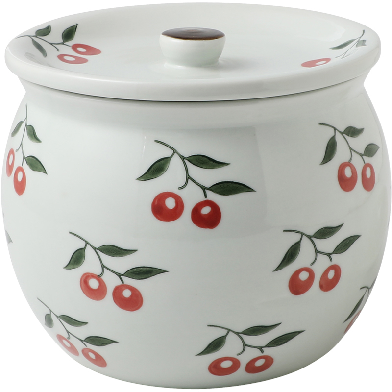 猪油罐陶瓷无孔耐高温厨房家用大容量装油罐密封容器带盖大号罐子