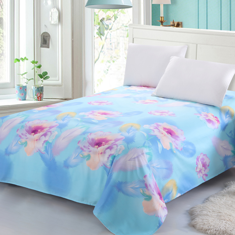 纯棉床单单件 春夏季蓝色碎花1.2床1.5m1.8米单双人全棉布料被单