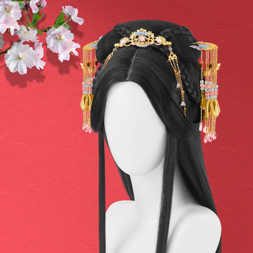 宋制明制古装整顶头套式汉服假发女古典全套头古风长直发造型cos