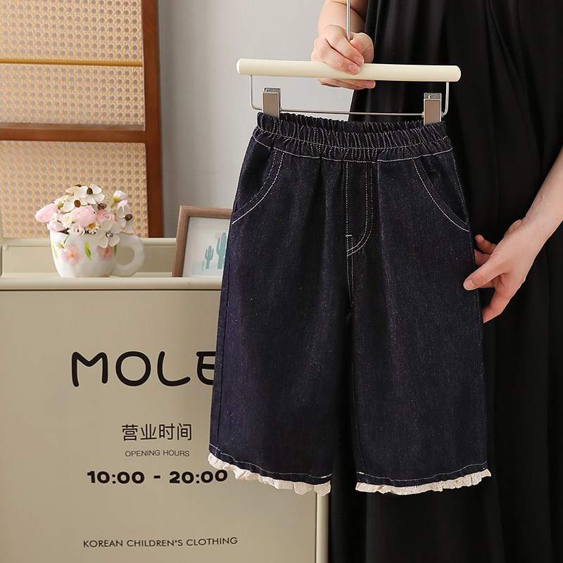 女童牛仔裤洋气2024秋装新款女宝宝宽松阔腿裤子外穿儿童长裤百搭