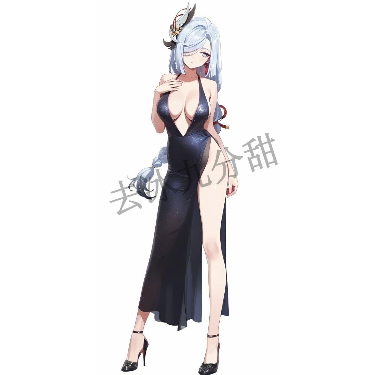 原神:申鹤长腿礼服装二次元游戏立牌摆件桌面装饰收藏品ins10CM