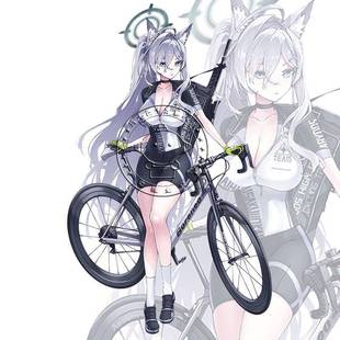 蔚藍(lán)檔案周邊黑子騎單車亞克力立牌動(dòng)漫手辦卡通可愛人形桌面擺件