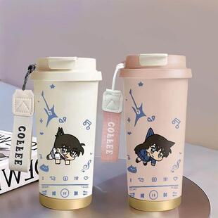 音乐Q版小兰情侣保温杯316内胆咖啡杯精致高级感吸管保冷杯子
