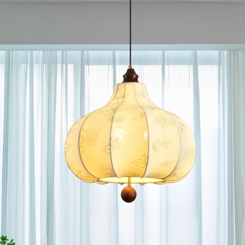 复古风法式卧室布艺吊灯花纹中古餐厅吧台南洋实木浪漫房间主灯具