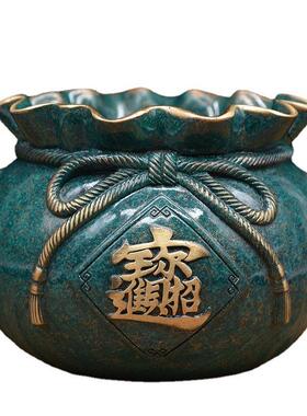 宏达 黄铜烤彩工艺 铜宝盆 创意礼品铜器摆件