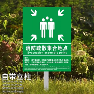 消防应急避难场所指示牌紧急疏散集合点标识牌不锈钢防灾减灾标志