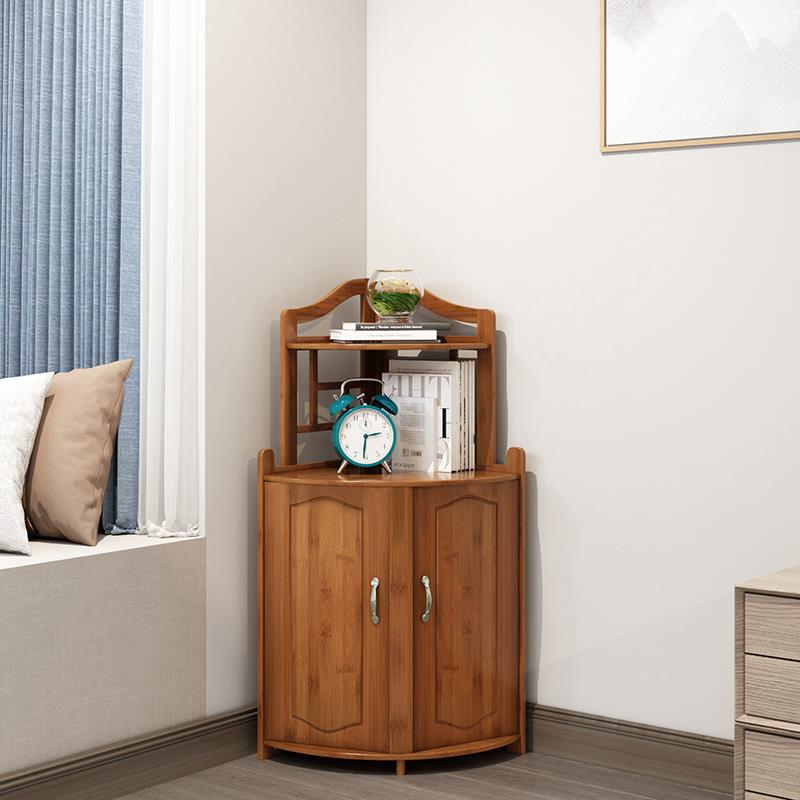 6R新中式墙角柜餐边三角形厨房转角置物架客厅卧室扇形角落沙发边