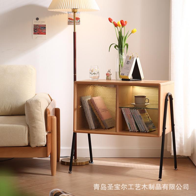 设计师款实木边柜储物柜小户型榉木卧室矮边柜落地家具客厅小边几