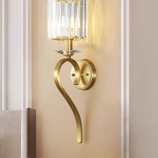 轻奢美式壁灯客厅全铜水晶法式主卧卧室床头灯高级感欧式新款灯具