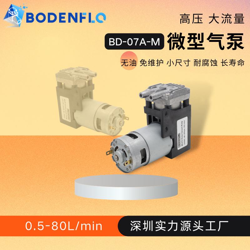 直销12V24V小型BD-07A-M活塞压缩机6.5bar微型高压抽打充气泵