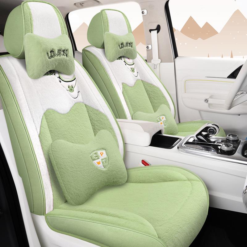 汽车座套新款冬季通用小车短毛绒座垫网红卡通车坐套全包专用坐垫