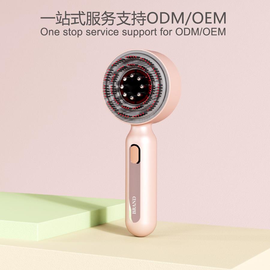 红光梳按摩梳电动按摩梳仪产品外观设计结构设计生发梳工业设计