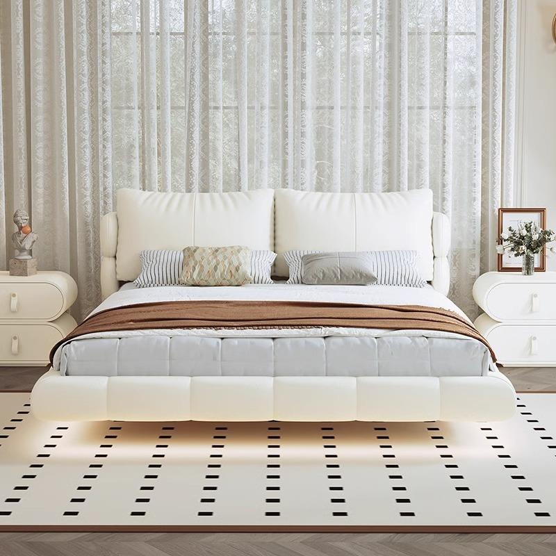 奶油风简约悬浮床现代云朵泡芙床轻奢主卧大床科技布艺软包双人床