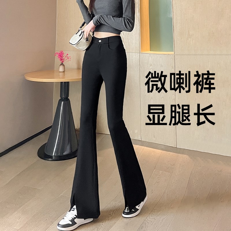 薄款打底裤女士春季纽扣高腰显瘦打底裤