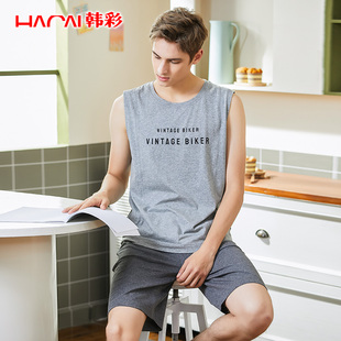 青少年无袖 男款 家居服套装 男士 薄款 纯棉背心薄款 夏天男式 睡衣夏季