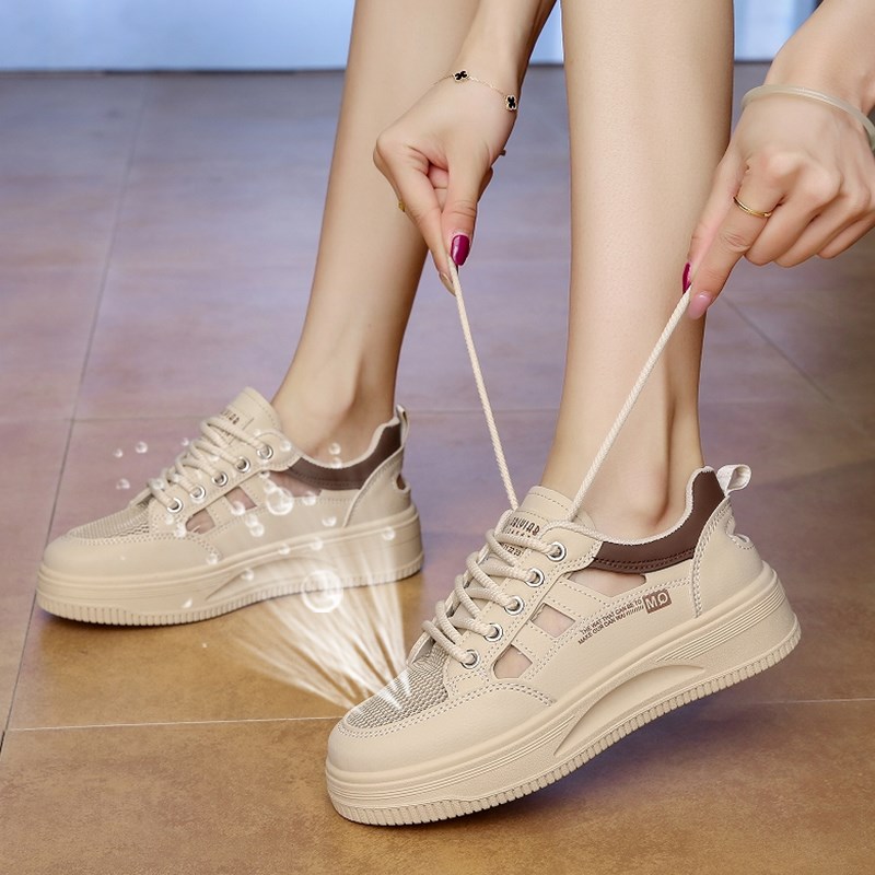 运动凉鞋女2025夏季新款镂空网面板鞋34码薄款透气网鞋子超火爆款