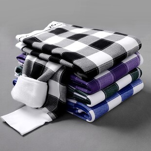 个A性潮男生衬裤 新品 加绒加厚秋裤 保暖裤 青年格子秋冬厚打底 男士