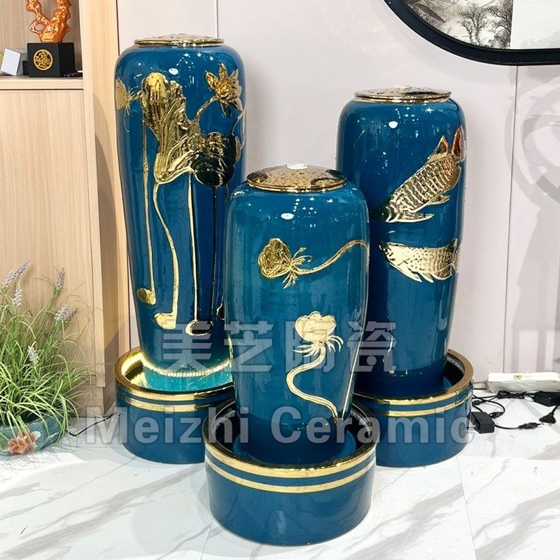 客厅水系景观流h水生财摆件会所水池三个圆柱水景喷泉缸花瓶加湿,家居饰品,流水摆件,淘宝优惠券,粉丝福利购,淘宝优惠卷