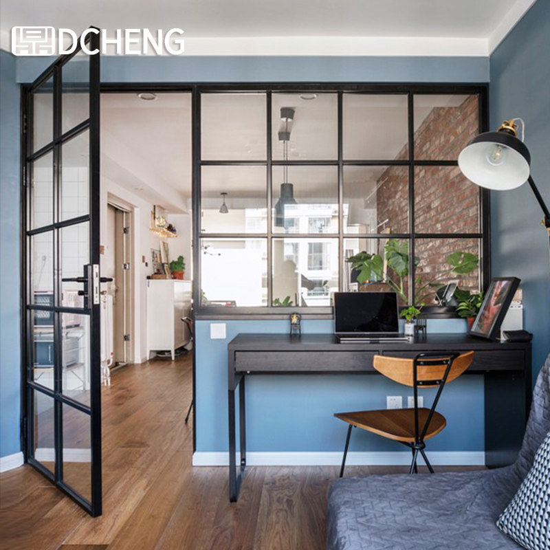 极窄边框复古拼格平开门厨房推拉门连窗隔断海棠玻U璃对开门卫生,全屋定制,阳台门,淘宝优惠券,粉丝福利购,淘宝优惠卷