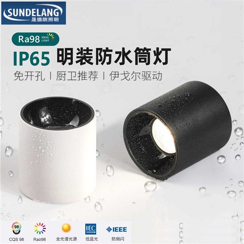 全光谱led明装防水筒灯家用浴室卫生间走廊过道灯户外门吸顶射灯,家装灯饰光源,明装筒灯,淘宝优惠券,粉丝福利购,淘宝优惠卷