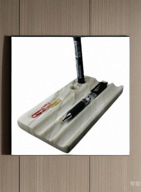 天然大理石笔架笔座笔托收纳托盘样版间桌面办公桌化妆刷画笔摆件