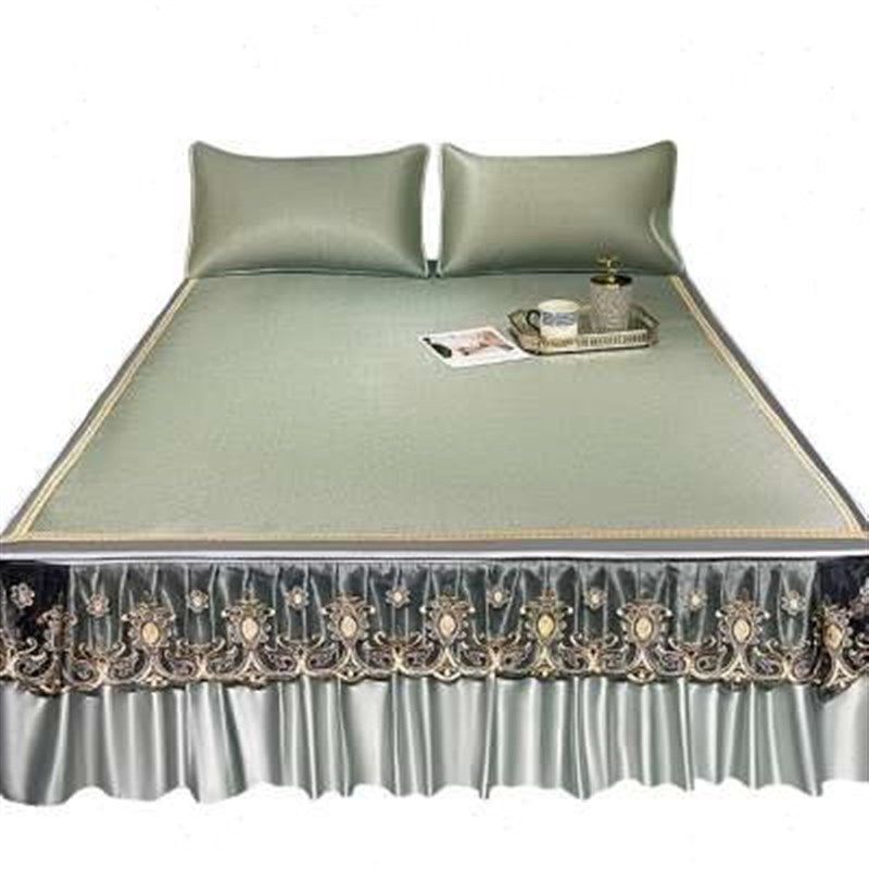 夏季冰藤席三件套j冰丝凉席可水洗可拆卸床裙款防滑空调软席子折,床上用品,冰丝席,淘宝优惠券,粉丝福利购,淘宝优惠卷