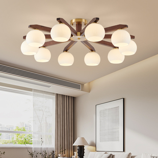 客厅主灯吊灯简约现代大气灯具中古新中式实木卧室Y餐厅灯吸顶灯