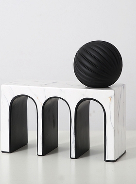 北欧现代轻奢拱门摆件简约大理石纹几何装饰品家居客厅样板间摆设