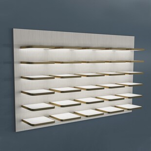 眼镜店置物架层板背发光 吸塑背板可定制颜色 墙T面装饰陈列展示