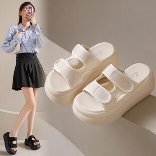 33轻便防滑沙滩鞋 欧货小个子厚底拖鞋 增高7cm小码 新款 女2025夏季